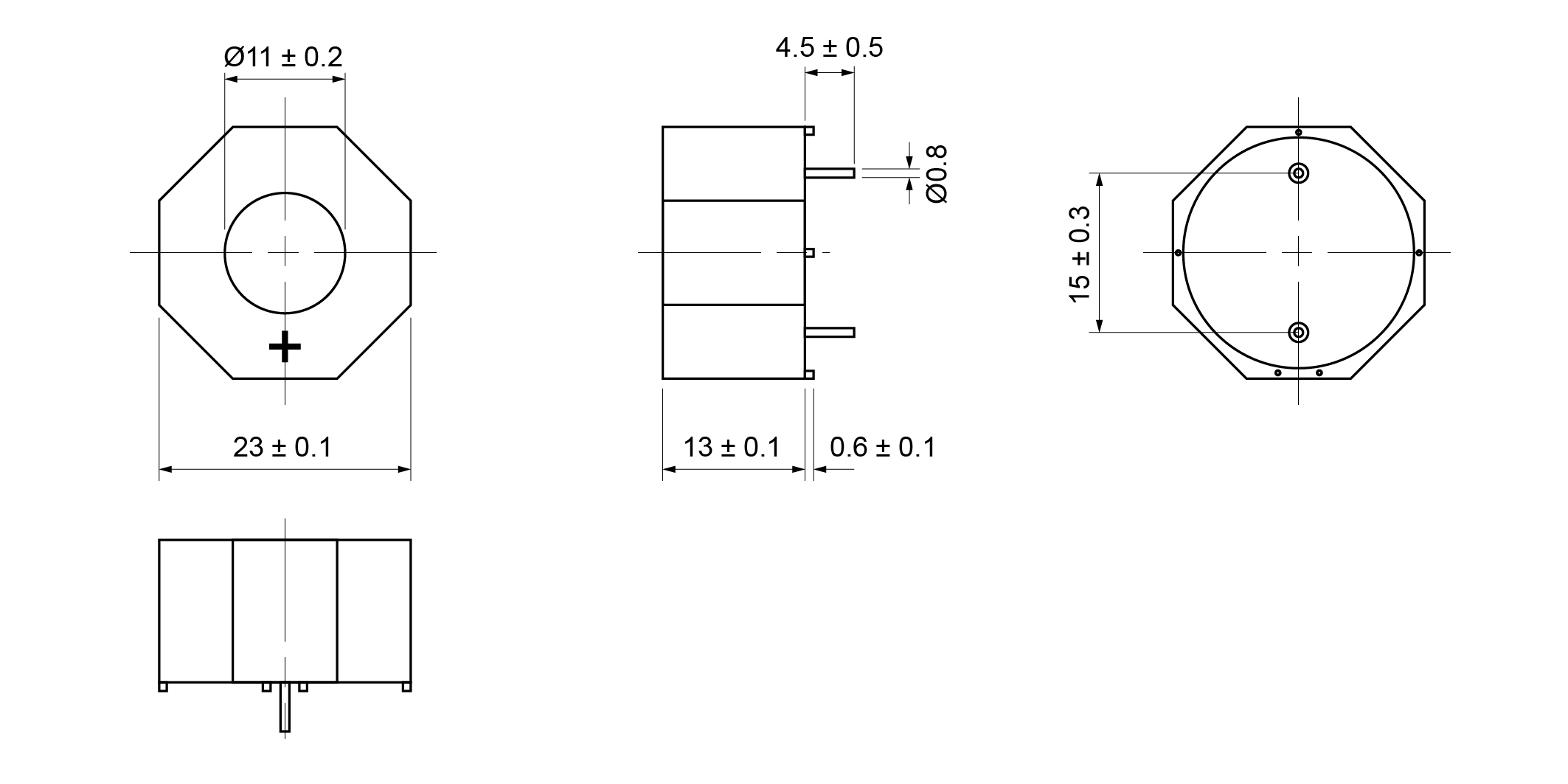 OSR23H-13A0.25W8A-P Mechanical Drawing